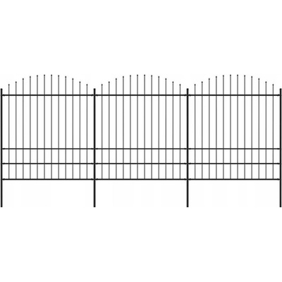 vidaXL Zahradní plot s kopím nahoře ocelový 537 x 200 cm černý