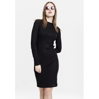 šaty URBAN CLASSICS Ladies Rib Dress čierne