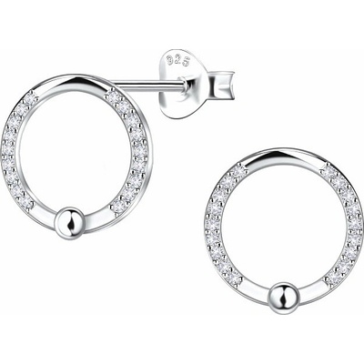 Nefertitis 34645 Stříbrné náušnice pecky se zirkony CIRCLE NF61012 11 mm, 1 g