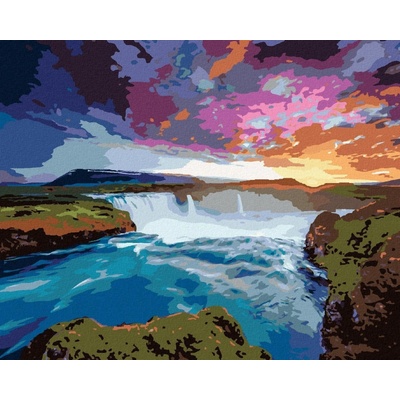 Zuty Malování Podle Čísel Pohled Na Kaskádu Godafoss 80 x 100 Cm Plátno 8596530085904