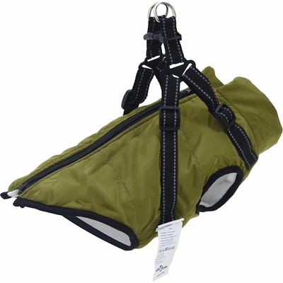 vidaXL Кучешко палто Военнозелено L32 Флийс и полиестер (3422513)