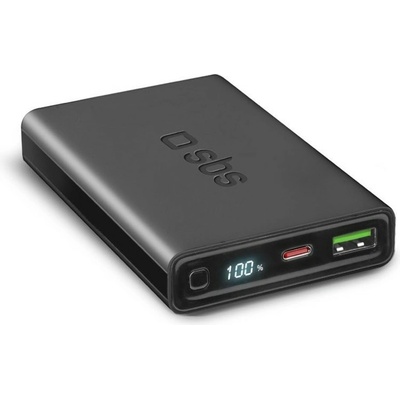 Универсална външна батерия SBS POWER BANK 10 000mAh, 1x USB-C , 1xUSB-A, PD 20W, LCD, Черен (TEBB10000LCDEVOPD20K)
