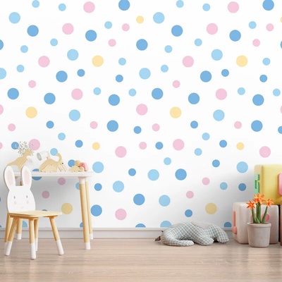 Sablio Tapeta Farebné bodky na biele, rozmery 336x220 cm
