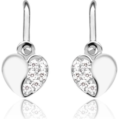 Duppi dětské náušnice s diamantmi z bieleho zlata srdiečka briliant zapínanie brizúra DU 70585D