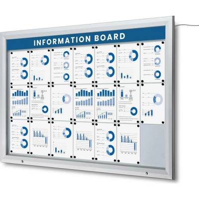 StandMar Venkovní uzamykatelná vitrína SCT LED – s osvětlením, topkarta, IP56, B1 vitríny: 21 x A4