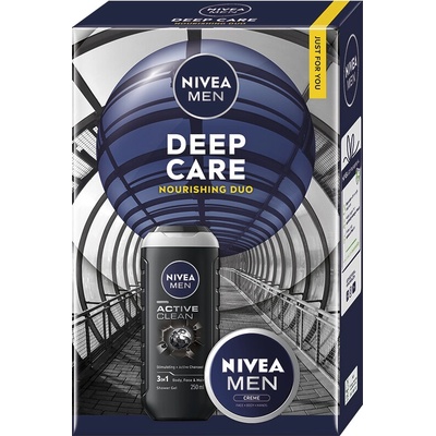 Nivea Men Nivea MEN Active Clean sprchový gél 250 ml + Nivea MEN Original krém 75 ml kozmetická sada