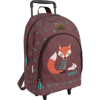 Dětský batoh na kolečkách Perletti Green, Fox & Hedgehog 14403