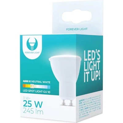 TelForceOne LED žárovka GU10, 3W 240-250lm , Forever Light Neutrální bílá
