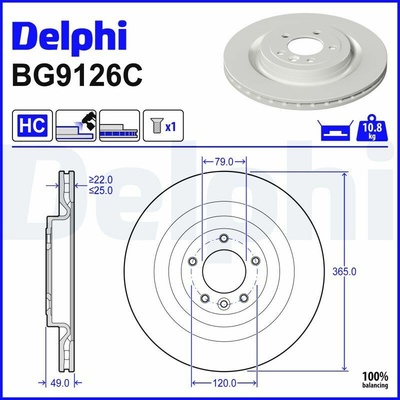 Brzdový kotúč (cena za 1ks) DELPHI BG9126C