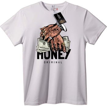 NOONEBRAND Тениска 'Мафиотски Ръце с Пари' - S, White