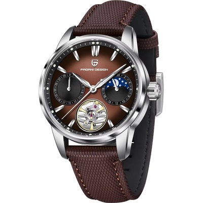 Pagani design Мъжки часовник Pagani Design Trouvaille, Механичен, Кафяв / Сребрист (PD-YS021-BROWN-SILVER)