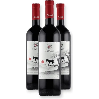Danieli Winery SAPERAVI polosladké červené víno 14,5% 3 x 0,75 l (holá lahev)