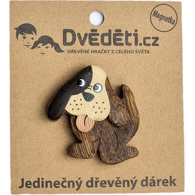 Dvěděti Dřevěná magnetka velká Pes