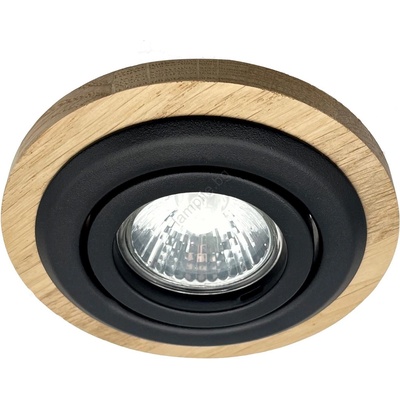 LAMKUR Вградено осветително тяло TOBBY 1xGU10/20W/230V Ø 11, 5 см дъб/черно (LA56197)