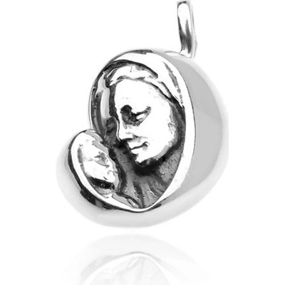 Šperky eshop Stříbrný přívěsek 925 Panna Marie s děťátkem jemně patinovaný Q10.4