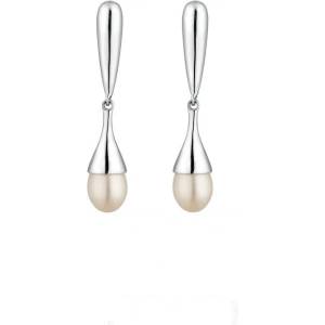 Swan Сребърни обици със сладководни бели перли IE0369W Swan