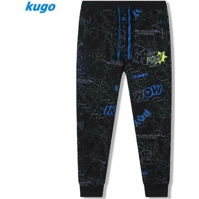 Kugo Chlapecké tepláky FT6029 černé modré doplňky