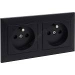Legrand - Двойна битова контактна розетка с рамка SUNO 250V черна (LR0065B)