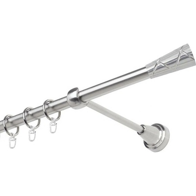 OK-GarnýžeCZ Garnýž kovová jednořadá 19mm Trapezium narez 270 cm do stěny / kroužky s háčkem