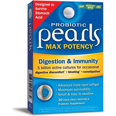 Nature's Way Пърлс пробиотик Max Potency Храносмилане и имунитет, 5 млрд. активни пробиотици, 4 щама формула 30 софтгел капсули | Nature’s Way (05073)