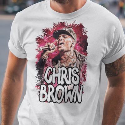 Tričko s potlačou Chris Brown Biela