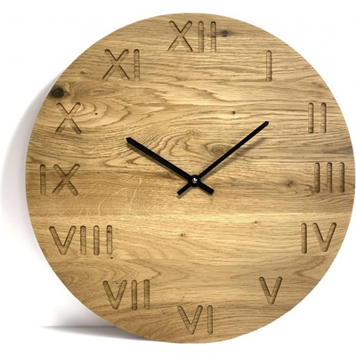 Karls Design Dubové hodiny Envy 30 cm čierna gravírovanie