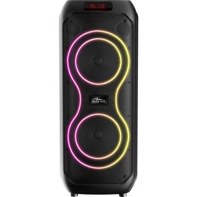 Media Tech POWER AUDIO MAX Velký Bluetooth reproduktor 120W RMS/1400W PMPO dva 8kanálové reproduktory FM rádio ekvalizér funkce karaoke podpora MP3/microSD karet USB AUX BT 5.0+EDR displej