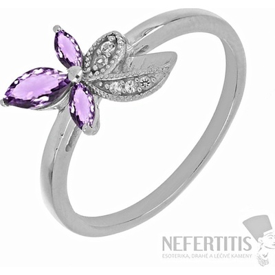 Nefertitis Prsten stříbrný s africkými ametysty a zirkony 026097 AFAM