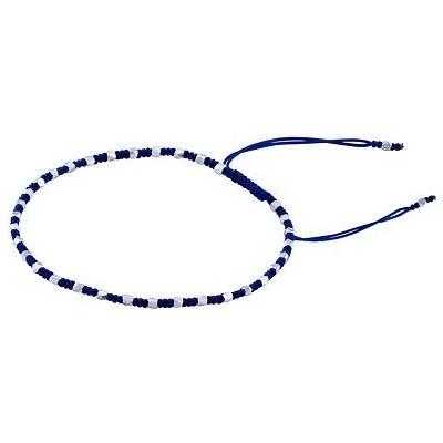 Silvego Textilný náramok Cierra handmade tmavo modrý so striebornými korálkami ONE1073BDB