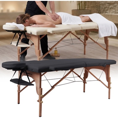 inSPORTline Orashi Masérské lehátko186 x 60 x 62,5 - 85,5 cm 2-dílné dřevěné černá – Hledejceny.cz