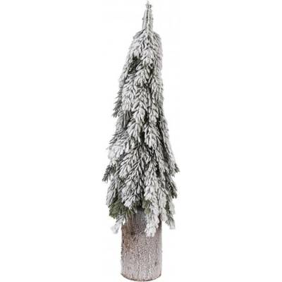 Umělý zasněžený stromeček na podstavci ve tvaru kmene Trol II – 18x57 cm