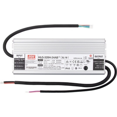 MCLED Napaječ LED Mean Well HLG-320H-24B, 320W, DC24V/13,34A, IP67, kovové provedení, řízení 1-10V a PWM