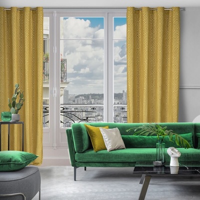 Takoy PIERRE CARDIN závěs INGA z matného sametu s žakárovým geometrickým vzorem 140 x 250 cm-HF-386972 | 140 x 250 cm