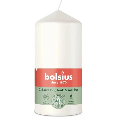 Bolsius Válcová svíčka Essentials, bílá Cloudy White, pr. 5,8 x 12 cm