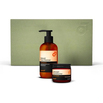 Beviro Skincare Essentials Natural Face Cleanser čisticí gel na obličej 250 ml + Lightweight Face Moisturizer hydratační krém na obličej pro normální pleť 50 g dárková sada