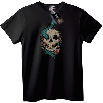 NOONEBRAND Тениска Skull и Змия Татуировка - 3XL, Black