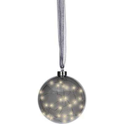 Skleněná ozdoba LED koule, 14 cm, antracit, Kaemingk