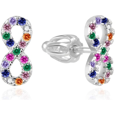 AGATO Třpytivé stříbrné náušnice s nekonečnem AGT-E171SC