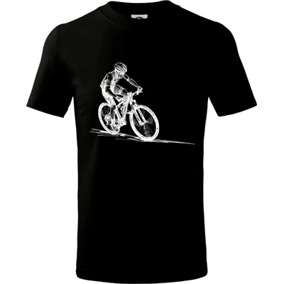 MTB kreslený cyklista tričko detské čierna