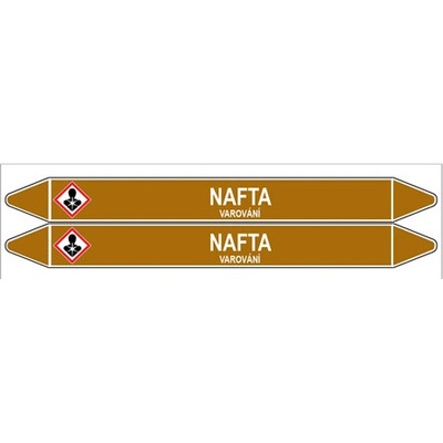 Značení potrubí, nafta,2 ks, 450 × 52 mm PZ 008057