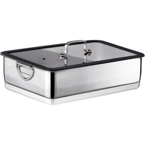 Inoxriv INOXRIV-MAXIMA-Дълбока тава за готвене с капак и дръжки 36х25х8 cm (53106210) (0112863)