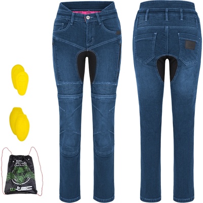 W-TEC Дамски мото джинси W-TEC Biterilla Eva Lady син 3XL, удължена-дължина (30381-3XL-82-1)