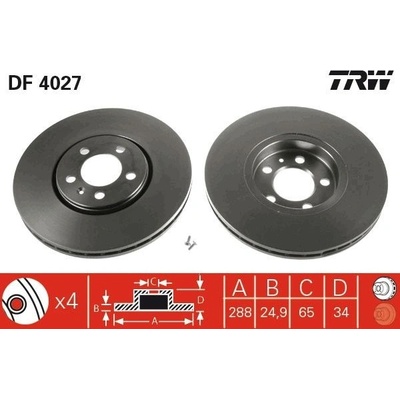 Brzdový kotúč TRW DF4027