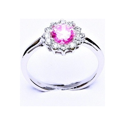 Čištín stříbrný růžový zirkon čiré zirkony T 1495