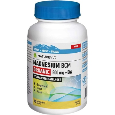 NatureVia Magnesium BCM Organic 800 mg + B6 90 kapslí
