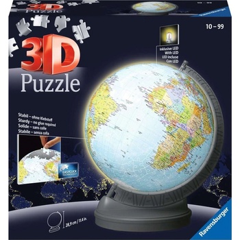 Ravensburger 3D Пъзел Ravensburger от 540 части - Глобус със светлина (11549)