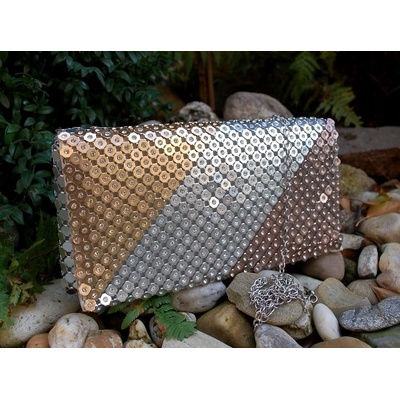Kabelka listová strieborná rose gold brúsené sklo zlatá