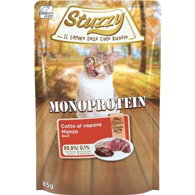 Stuzzy Monoprotein, мокра храна за котки, прясно говеждо месо, 85 г, саше