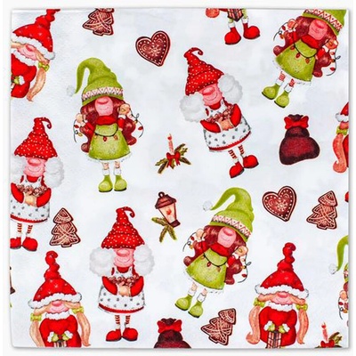 PROCOS Vánoční papírové ubrousky 3V elfíci 33x33cm