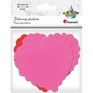 TITANUM Foam decorations hearts with frill mix 8pcs